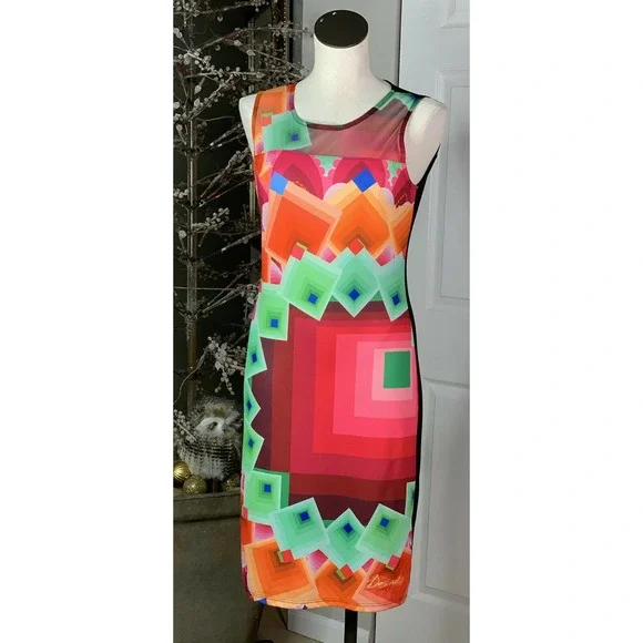 open lace back dress Desigual Orange Polyester Dress